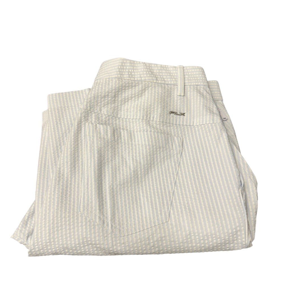 RLX Ralph Lauren Pants Womens 6P Petite 6 (30x28) Seersucker Blue White Golf